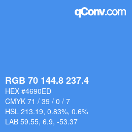カラーコード: RGB 70 144.8 237.4 | qconv.com
