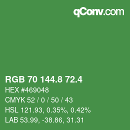 カラーコード: RGB 70 144.8 72.4 | qconv.com