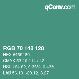 Color code: RGB 70 148 128 | qconv.com