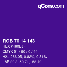 カラーコード: RGB 70 14 143 | qconv.com