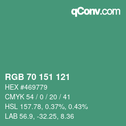 Color code: RGB 70 151 121 | qconv.com