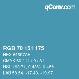 颜色代码: RGB 70 151 175 | qconv.com