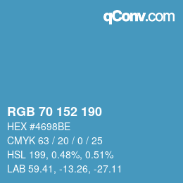 カラーコード: RGB 70 152 190 | qconv.com