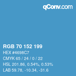 カラーコード: RGB 70 152 199 | qconv.com