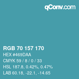 Código de color: RGB 70 157 170 | qconv.com