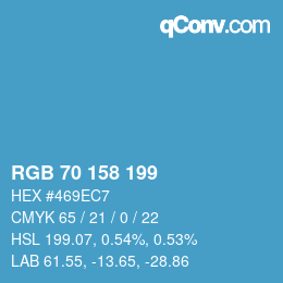 Color code: RGB 70 158 199 | qconv.com
