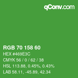 Color code: RGB 70 158 60 | qconv.com