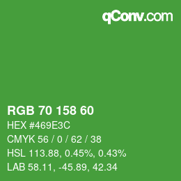 カラーコード: RGB 70 158 60 | qconv.com