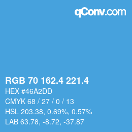 カラーコード: RGB 70 162.4 221.4 | qconv.com