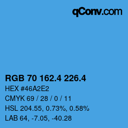 カラーコード: RGB 70 162.4 226.4 | qconv.com