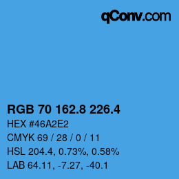 カラーコード: RGB 70 162.8 226.4 | qconv.com