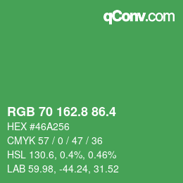 カラーコード: RGB 70 162.8 86.4 | qconv.com