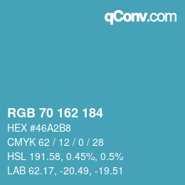 Color code: RGB 70 162 184 | qconv.com