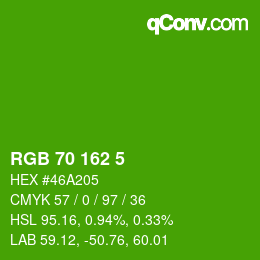 Color code: RGB 70 162 5 | qconv.com