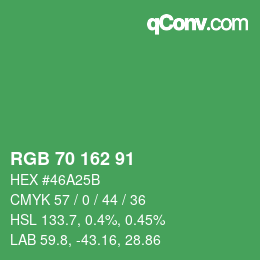 Color code: RGB 70 162 91 | qconv.com