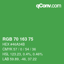 Color code: RGB 70 163 75 | qconv.com