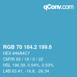 カラーコード: RGB 70 164.2 199.6 | qconv.com