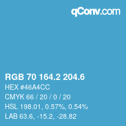 カラーコード: RGB 70 164.2 204.6 | qconv.com