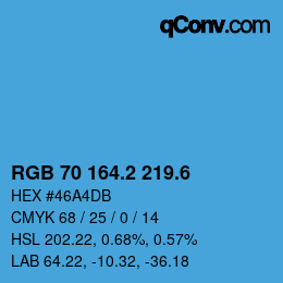 カラーコード: RGB 70 164.2 219.6 | qconv.com