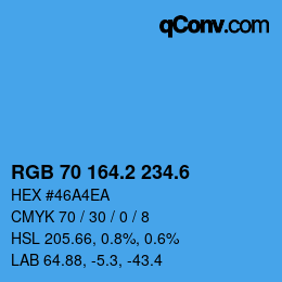 カラーコード: RGB 70 164.2 234.6 | qconv.com