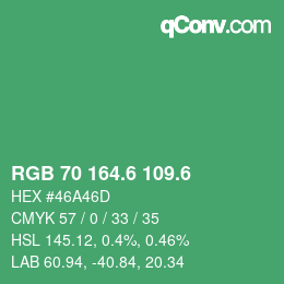 カラーコード: RGB 70 164.6 109.6 | qconv.com