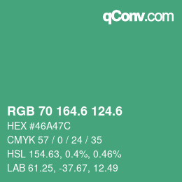 カラーコード: RGB 70 164.6 124.6 | qconv.com