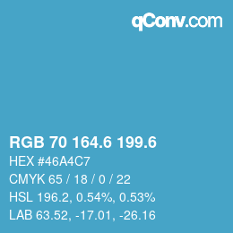 カラーコード: RGB 70 164.6 199.6 | qconv.com
