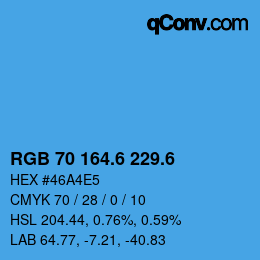カラーコード: RGB 70 164.6 229.6 | qconv.com