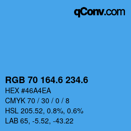 カラーコード: RGB 70 164.6 234.6 | qconv.com