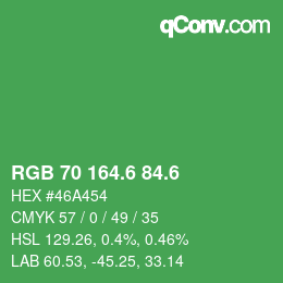 カラーコード: RGB 70 164.6 84.6 | qconv.com