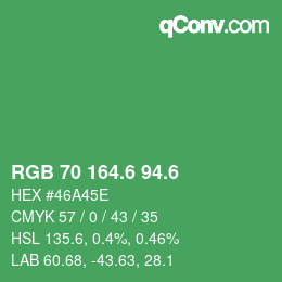 カラーコード: RGB 70 164.6 94.6 | qconv.com