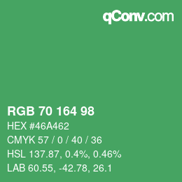 カラーコード: RGB 70 164 98 | qconv.com
