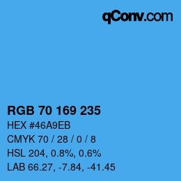 Color code: RGB 70 169 235 | qconv.com