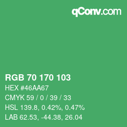 颜色代码: RGB 70 170 103 | qconv.com