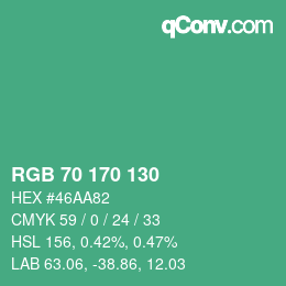 Código de color: RGB 70 170 130 | qconv.com