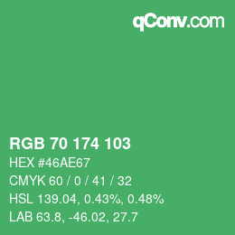 Color code: RGB 70 174 103 | qconv.com