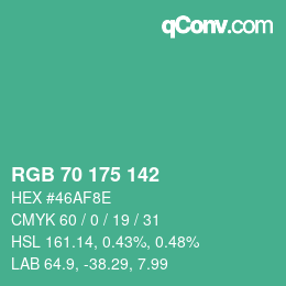颜色代码: RGB 70 175 142 | qconv.com