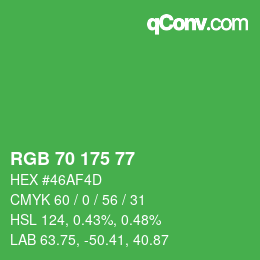Farbcode: RGB 70 175 77 | qconv.com