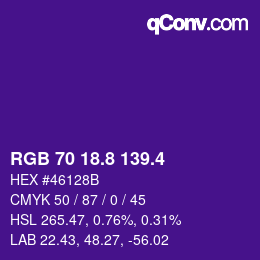 カラーコード: RGB 70 18.8 139.4 | qconv.com