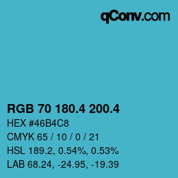 カラーコード: RGB 70 180.4 200.4 | qconv.com