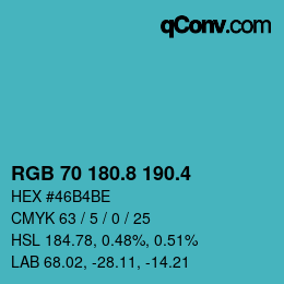 カラーコード: RGB 70 180.8 190.4 | qconv.com