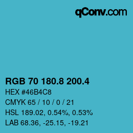 カラーコード: RGB 70 180.8 200.4 | qconv.com