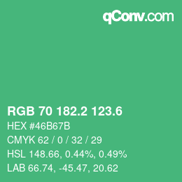 カラーコード: RGB 70 182.2 123.6 | qconv.com