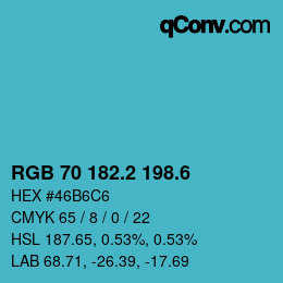 カラーコード: RGB 70 182.2 198.6 | qconv.com