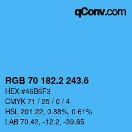 カラーコード: RGB 70 182.2 243.6 | qconv.com
