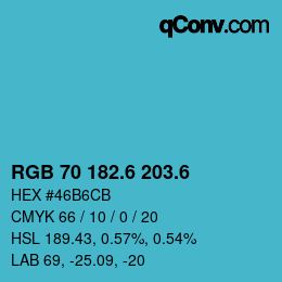 カラーコード: RGB 70 182.6 203.6 | qconv.com