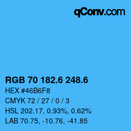 カラーコード: RGB 70 182.6 248.6 | qconv.com
