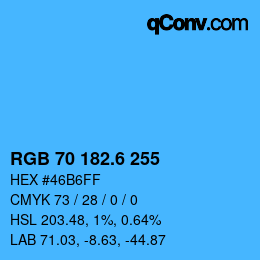 カラーコード: RGB 70 182.6 255 | qconv.com