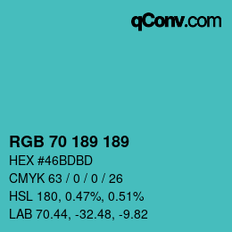 Color code: RGB 70 189 189 | qconv.com