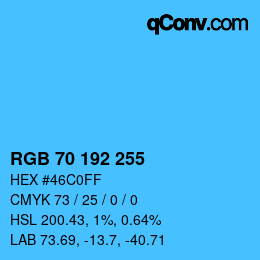 Color code: RGB 70 192 255 | qconv.com